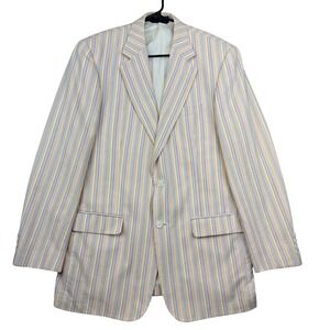 Haspel Sport Coat Mens 40 Long Multicolor Stripe Seersucker 2 Button Blazer